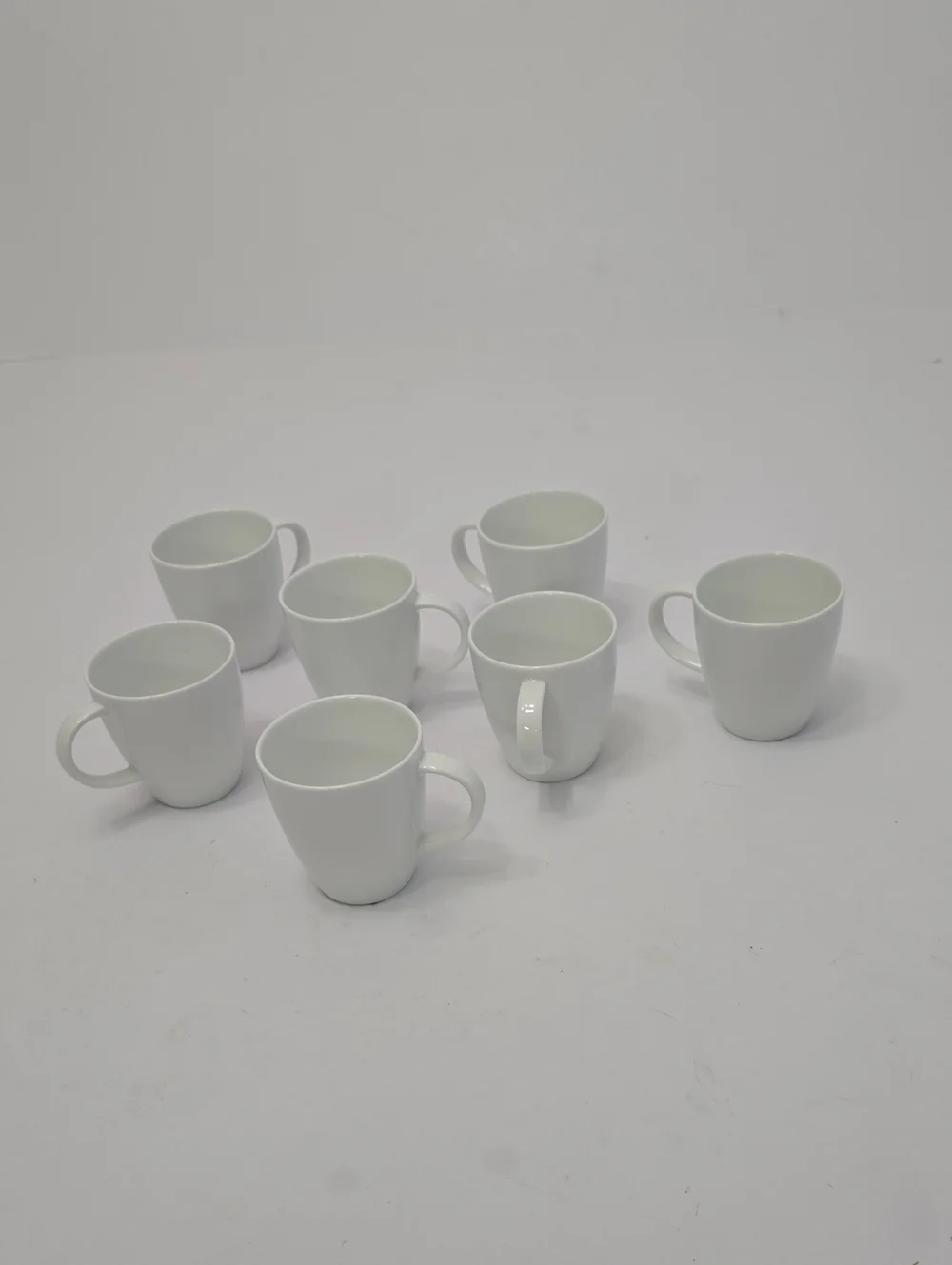 Crate & Barrel Set Of 7 Porcelain White Small Espresso Cups